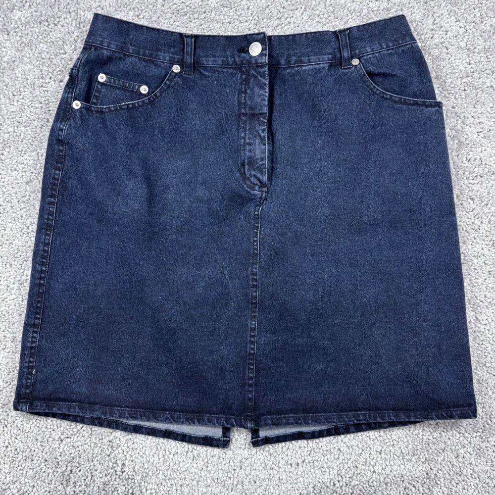 Denim & Co Crosstretch Dark Wash Indigo Denim Skirt Womens 16 High Rise 5 Pocket
